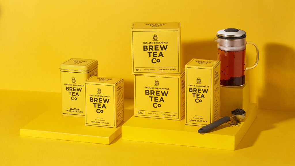 Brew Tea Co product photography of English breakfast range